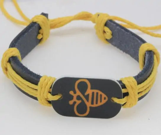 Leather bracelet with Stone Bee