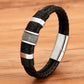 Stainless Steel Men's Leather Bracelet