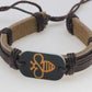 Leather bracelet with Stone Bee