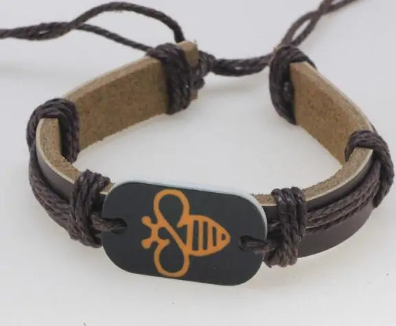 Leather bracelet with Stone Bee