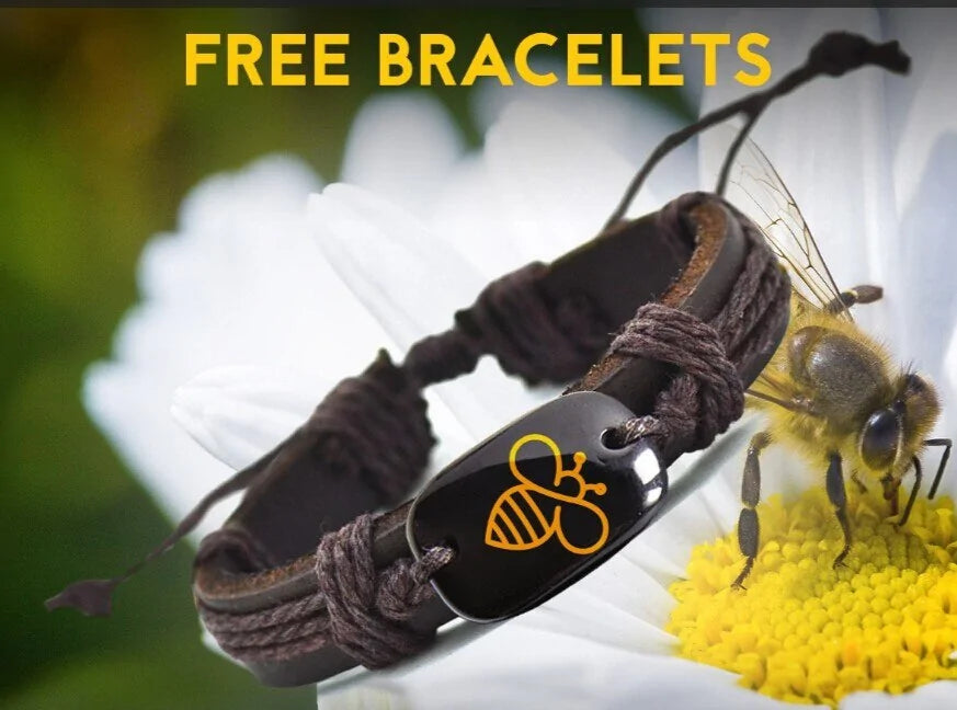 Leather bracelet with Stone Bee