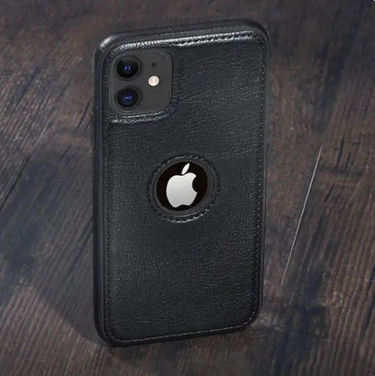 Solid Color Vegan Leather Phone Case For iPhone