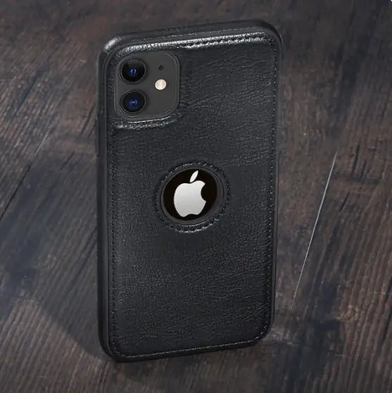 Solid Color Vegan Leather Phone Case For iPhone