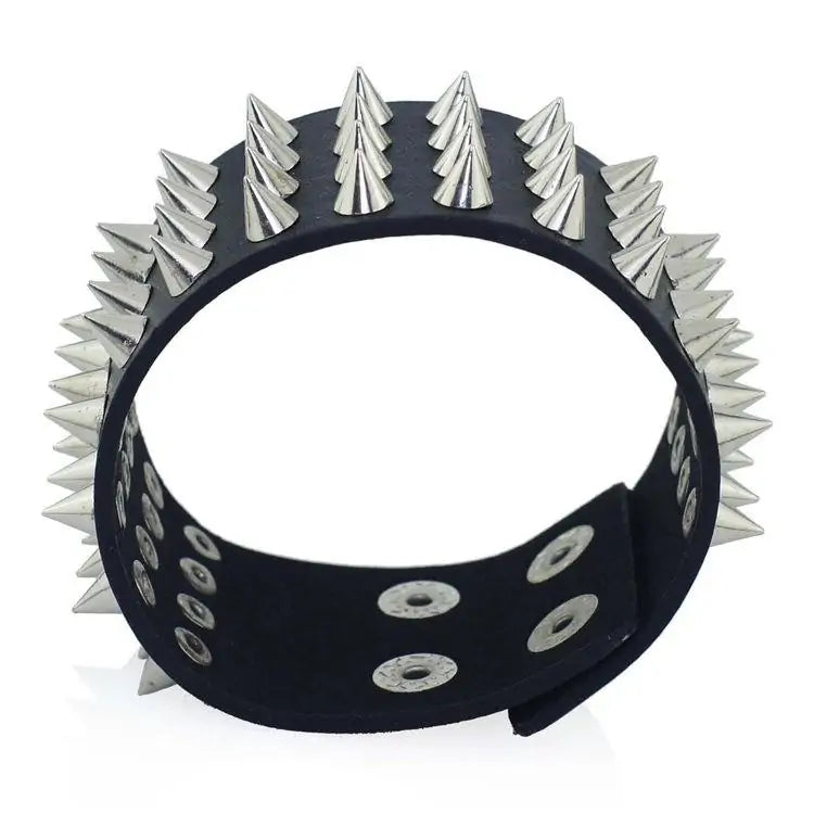 Faux Leather Spikes Bracelet