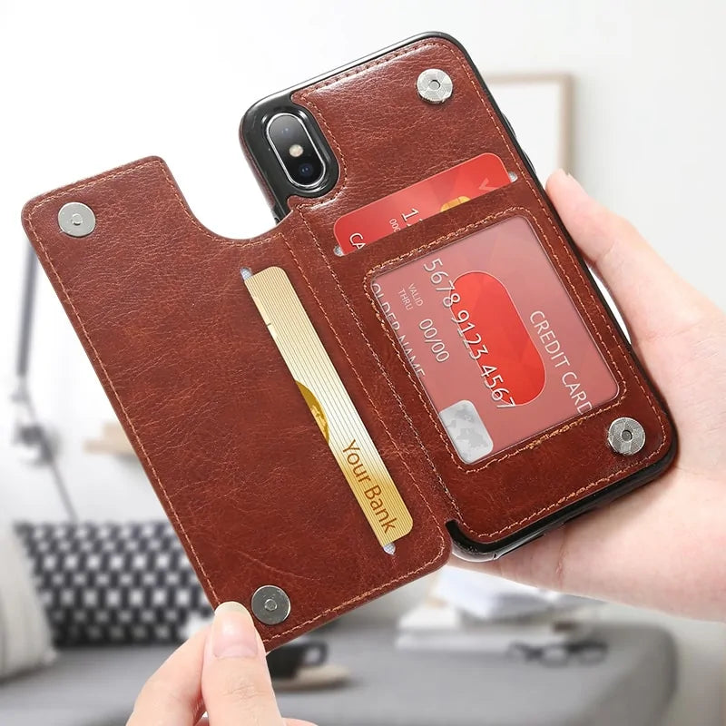 Vintage Leather Flip Wallet Case