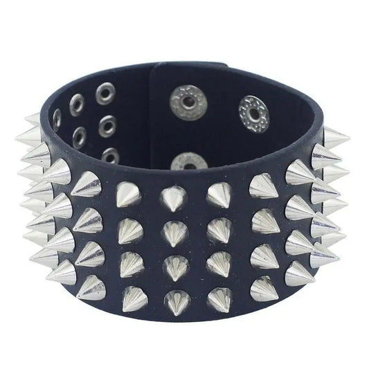 Faux Leather Spikes Bracelet